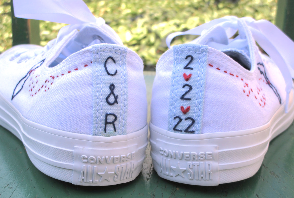 Custom converse, hand painted shoes, painted converse, wedding